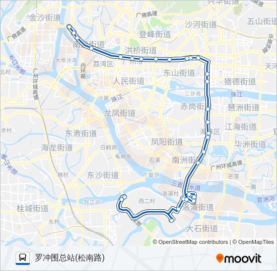 公交305支线路的线路图