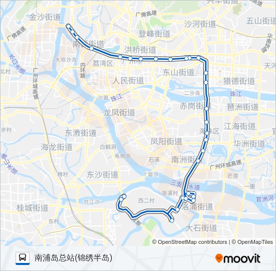 公交305支线路的线路图