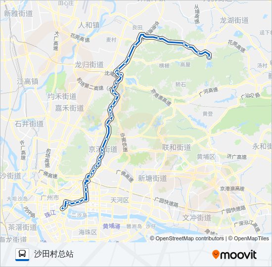 公交502沙田路的线路图