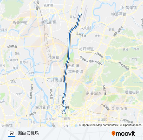 公交机场快1线路的线路图