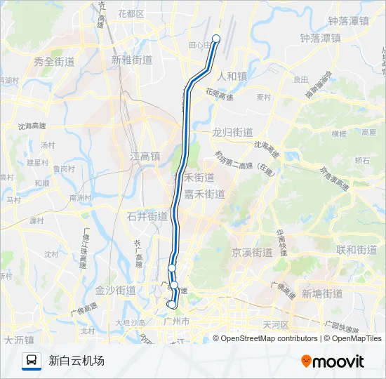 机场快线1线 Bus Line Map