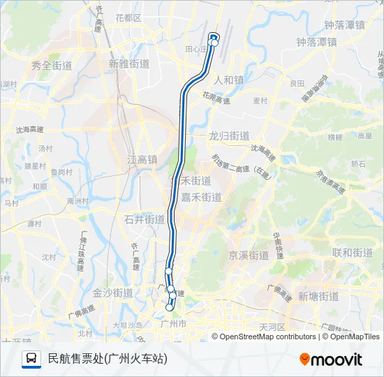 机场快线1线 Bus Line Map