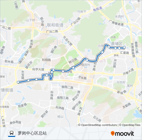 公交科学城环1路的线路图