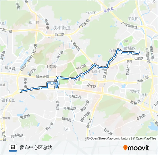 公交科学城环1路的线路图
