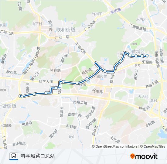 公交科学城环1路的线路图