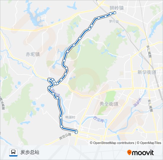 公交花14炭步路的线路图