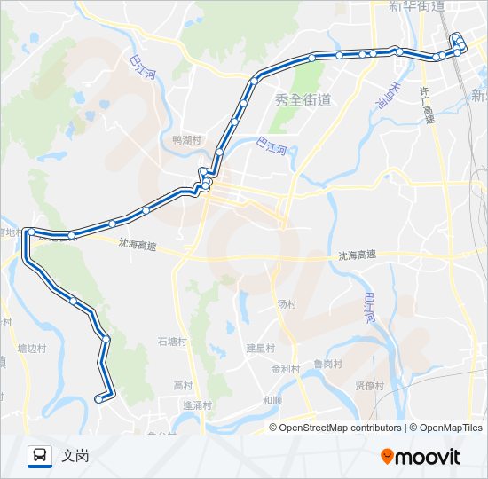 公交花61文岗路的线路图