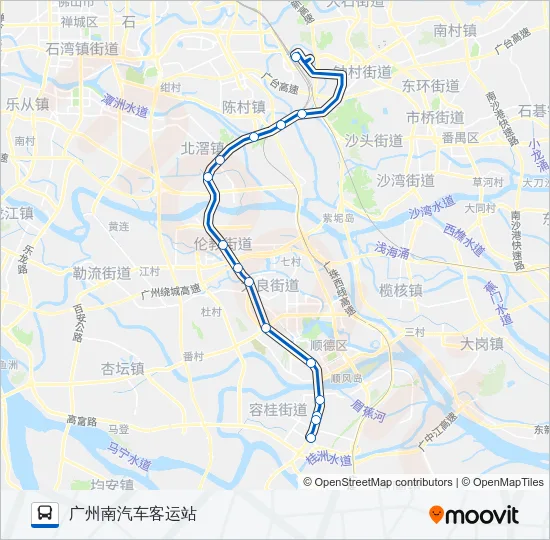 广佛城巴容桂线 Bus Line Map
