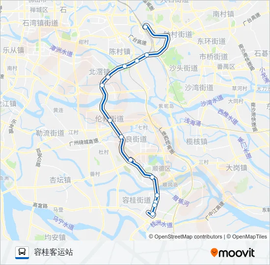 广佛城巴容桂线 Bus Line Map
