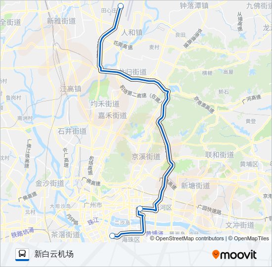 机场快线10线 Bus Line Map