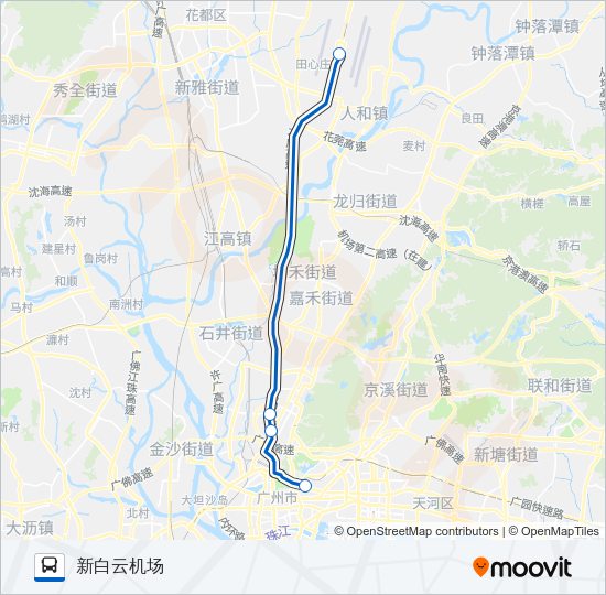 公交机场快2A线路的线路图