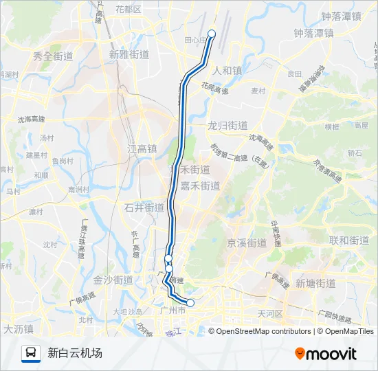 机场快线2A线 Bus Line Map