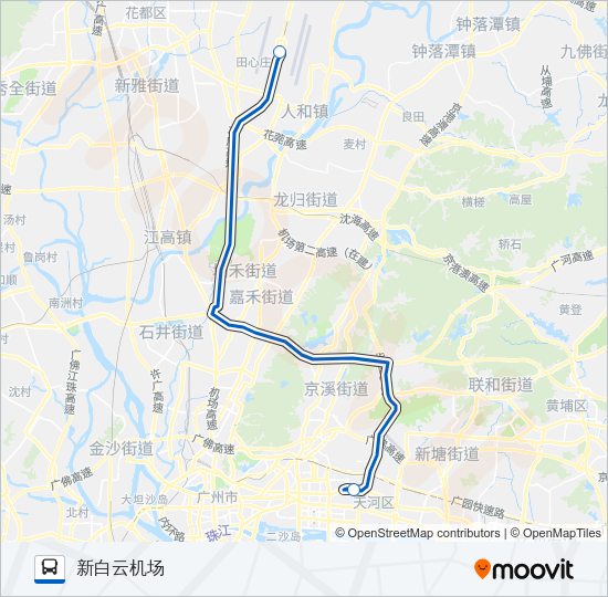 公交机场快2B线路的线路图