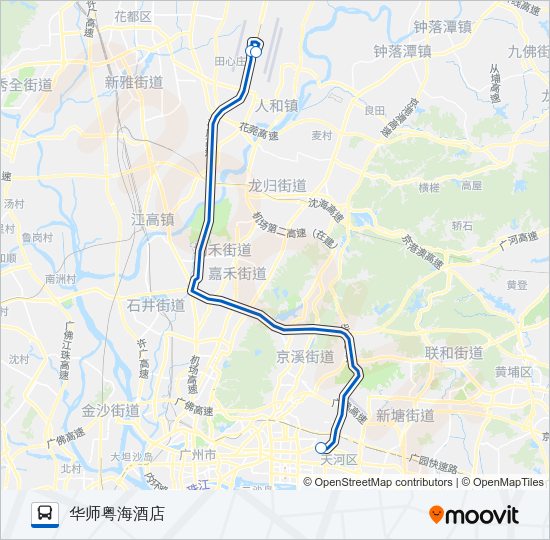 公交机场快2B线路的线路图