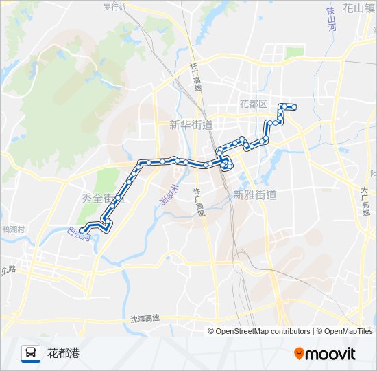 公交花19花都港路的线路图