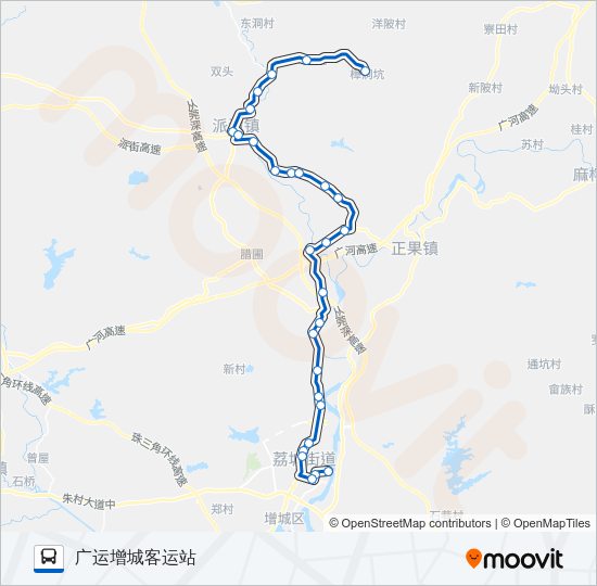 公交增城108樟洞坑路的线路图