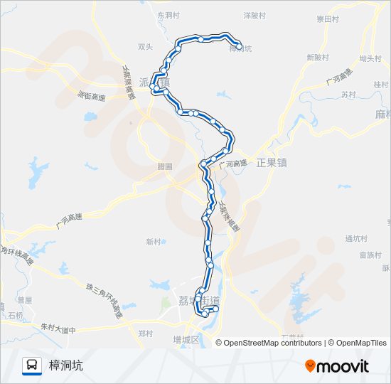 公交增城108樟洞坑路的线路图