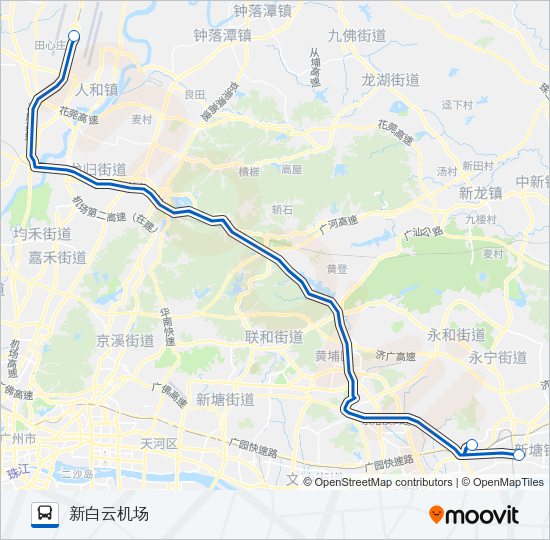 公交机场快8B线夜班路的线路图