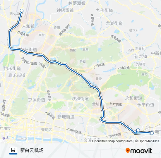机场快线8B线夜班 Bus Line Map