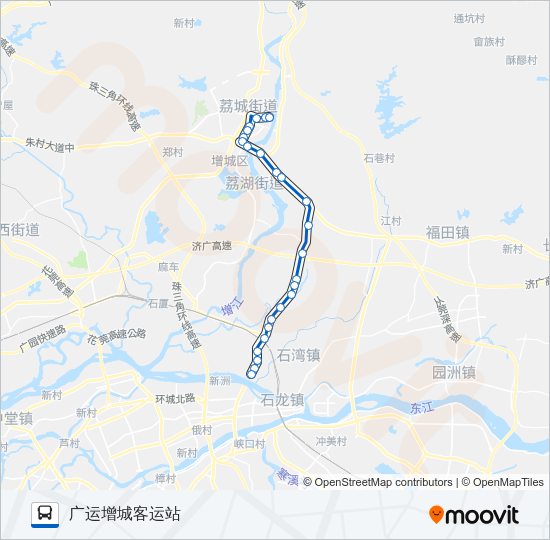 公交增城18路的线路图