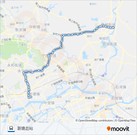公交增城12路的线路图