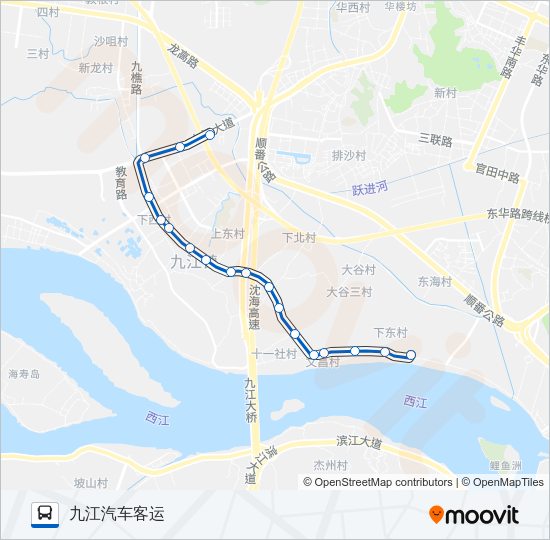 公交江01路的线路图
