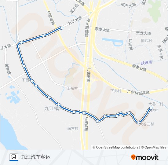 公交江01B路的线路图