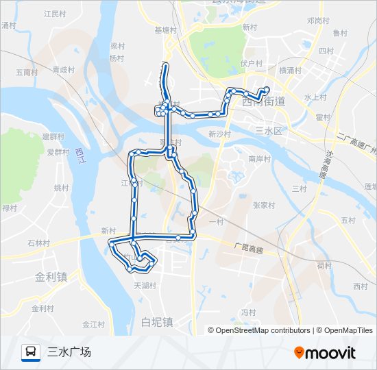 公交西南01路的线路图