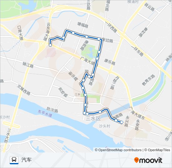 公交611夜班路的线路图
