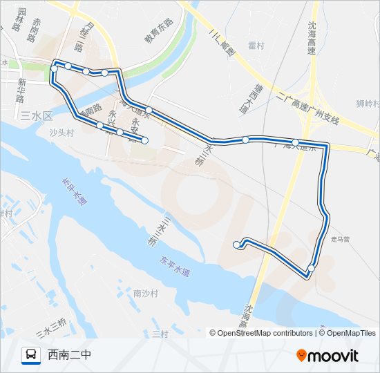 公交南高12B路的线路图