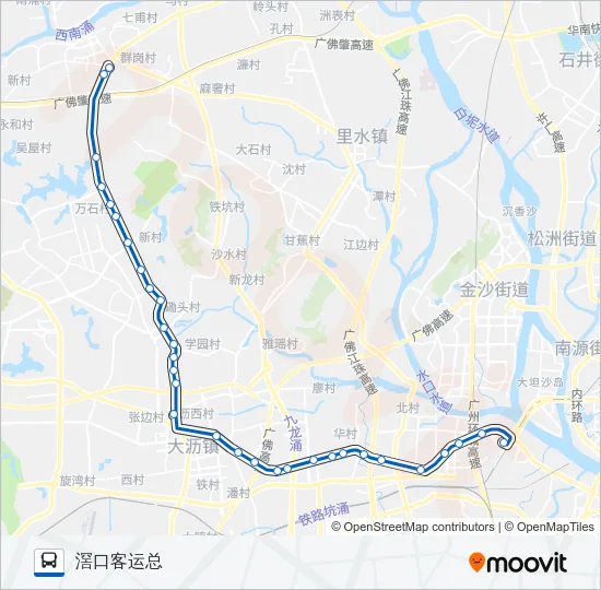 广佛城巴2线 Bus Line Map