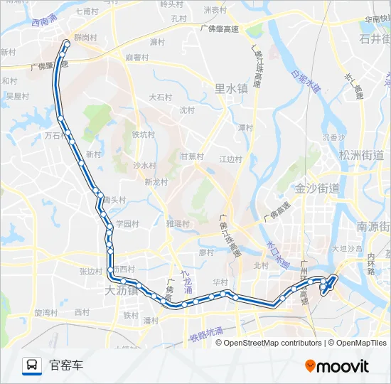 广佛城巴2线 Bus Line Map