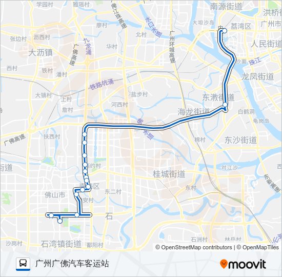 公交广佛城巴5路的线路图