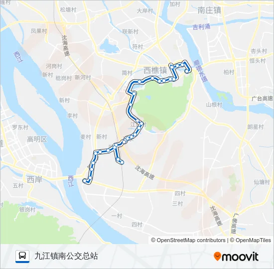 公交樵05班车路的线路图