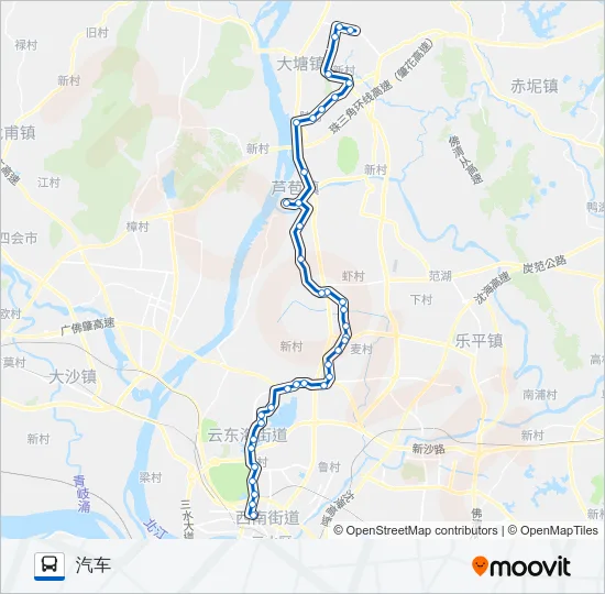 公交614A班车路的线路图