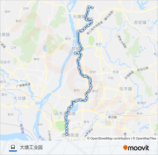 公交614A班车路的线路图