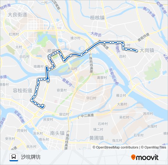公交佛308夜班路的线路图