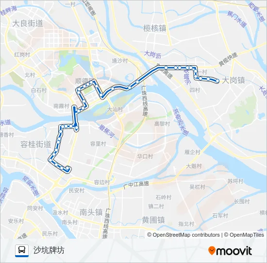公交佛308夜班路的线路图