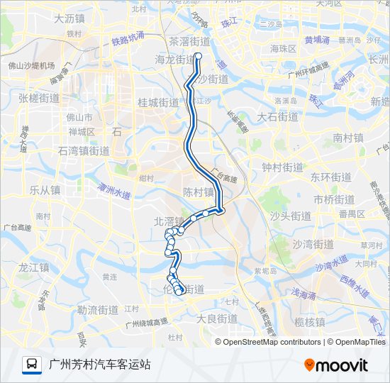 广佛城巴14线 Bus Line Map