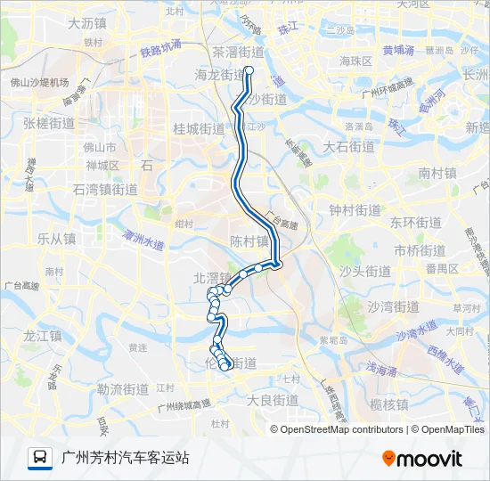 广佛城巴14线 Bus Line Map