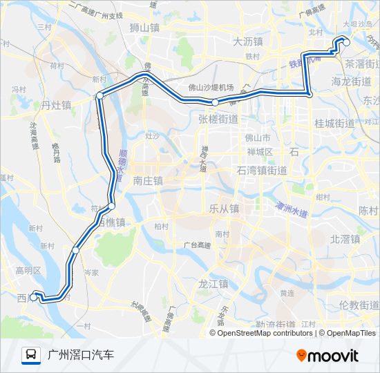 公交广佛城巴18路的线路图