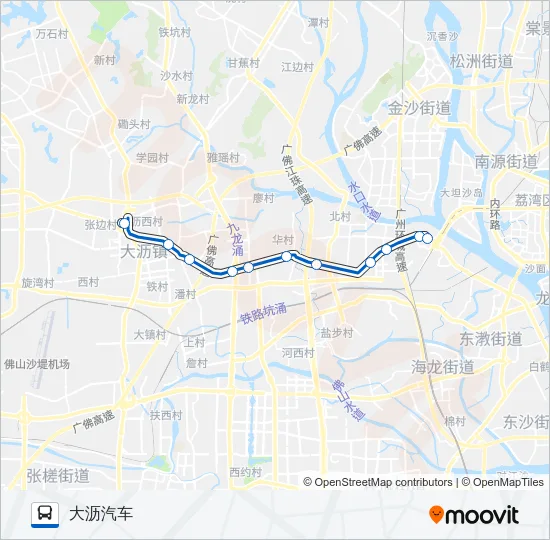 公交广佛城巴3A路的线路图