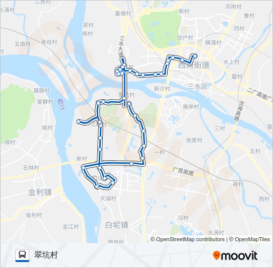 公交西南01班车路的线路图