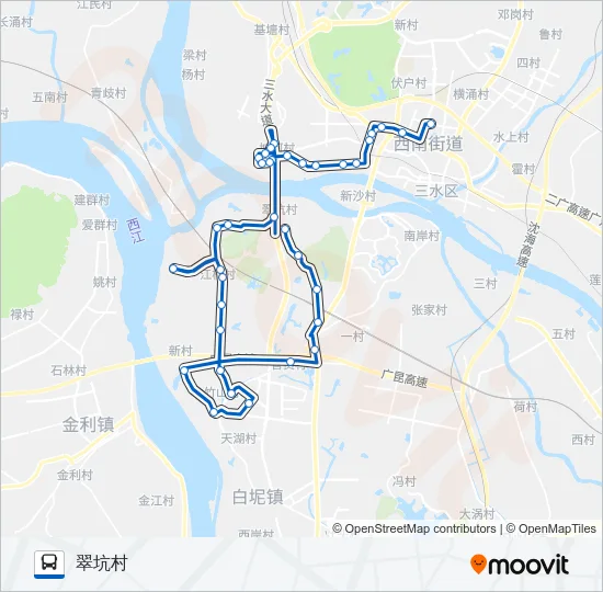 公交西南01班车路的线路图