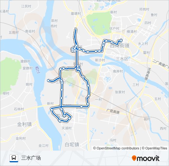 公交西南01班车路的线路图