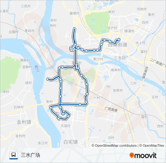 公交西南01班车路的线路图