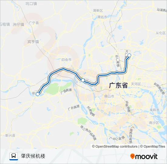 机场快线肇庆专线 Bus Line Map