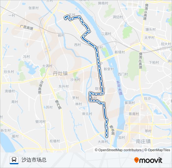公交丹10途经罗行圩路的线路图