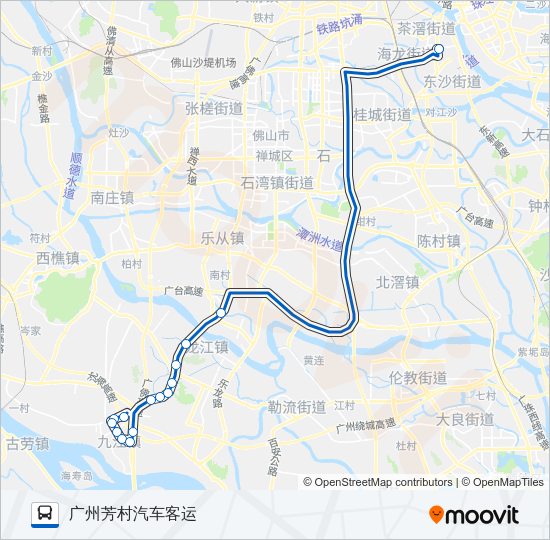 公交广佛城巴11九江路的线路图