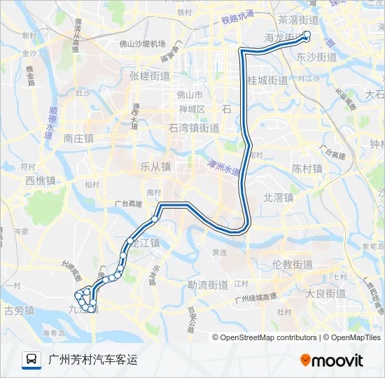 广佛城巴11九江线 Bus Line Map